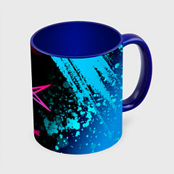 Кружка 3D Bring Me the Horizon - neon gradient, цвет: 3D-белый + синий