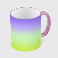 Кружка 3D Фиолетовый мятный и желто-зеленый градиент, цвет: 3D-розовый кант