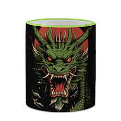 Кружка 3D Зеленый дракон с открытой пастью, цвет: 3D-светло-зеленый кант — фото 2