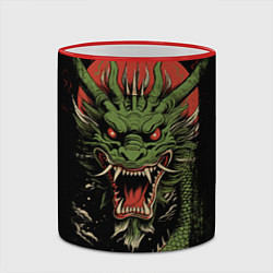Кружка 3D Зеленый дракон с открытой пастью, цвет: 3D-красный кант — фото 2