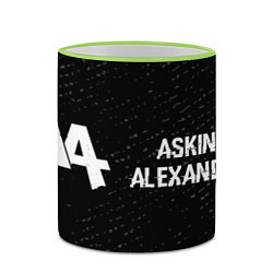 Кружка 3D Asking Alexandria glitch на темном фоне по-горизон, цвет: 3D-светло-зеленый кант — фото 2