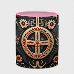 Кружка 3D Орнамент в славянской стилистике, цвет: 3D-белый + розовый — фото 2