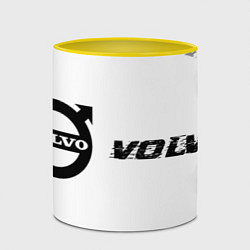 Кружка 3D Volvo speed на светлом фоне со следами шин по-гори, цвет: 3D-белый + желтый — фото 2