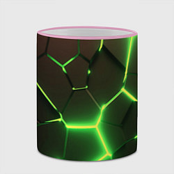 Кружка 3D Зелёные плиты разломы атомные, цвет: 3D-розовый кант — фото 2