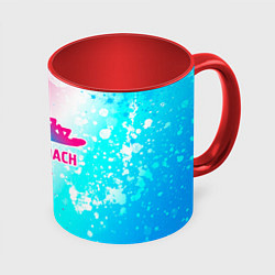 Кружка 3D Papa Roach neon gradient style, цвет: 3D-белый + красный