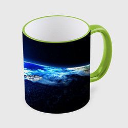 Кружка 3D Восход солнца в космосе, цвет: 3D-светло-зеленый кант