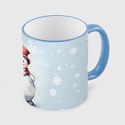 Кружка 3D New Years cute snowman, цвет: 3D-небесно-голубой кант