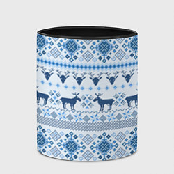 Кружка 3D Blue sweater with reindeer, цвет: 3D-белый + черный — фото 2