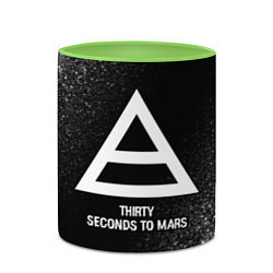 Кружка 3D Thirty Seconds to Mars glitch на темном фоне, цвет: 3D-белый + светло-зеленый — фото 2