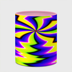 Кружка 3D Неоновая фрактальная абстракция, цвет: 3D-белый + розовый — фото 2