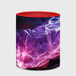 Кружка 3D Стеклянный камень с фиолетовой подсветкой, цвет: 3D-белый + красный — фото 2