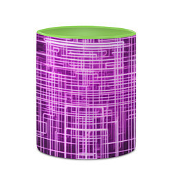 Кружка 3D Фиолетовые неоновые полосы киберпанк, цвет: 3D-белый + светло-зеленый — фото 2