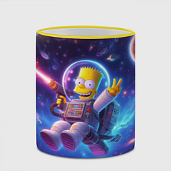 Кружка 3D Барт Симпсон с лазерным пистолетом в космосе, цвет: 3D-желтый кант — фото 2