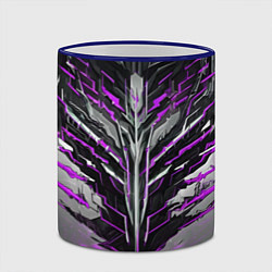 Кружка 3D Киберпанк доспех фиолетовый, цвет: 3D-синий кант — фото 2
