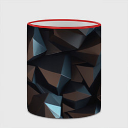 Кружка 3D Черная геометрическая абстракция - объемные грани, цвет: 3D-красный кант — фото 2