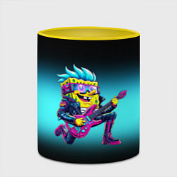 Кружка 3D Sponge Bob - rock guitarist - ai art, цвет: 3D-белый + желтый — фото 2