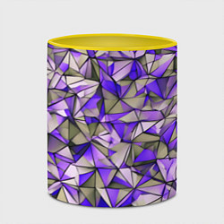 Кружка 3D Маленькие фиолетовые треугольники, цвет: 3D-белый + желтый — фото 2