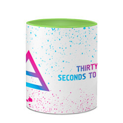 Кружка 3D Thirty Seconds to Mars neon gradient style по-гори, цвет: 3D-белый + светло-зеленый — фото 2