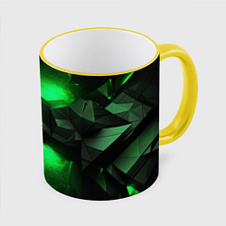 Кружка 3D Абстрактное царство зелени, цвет: 3D-желтый кант