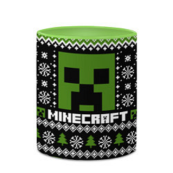 Кружка 3D Minecraft christmas sweater, цвет: 3D-белый + светло-зеленый — фото 2