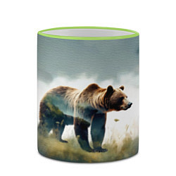 Кружка 3D Минималистичный пейзаж с медведем акварель, цвет: 3D-светло-зеленый кант — фото 2