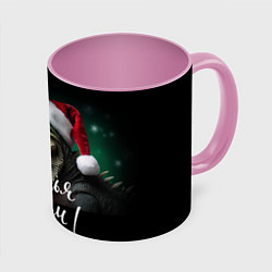 Кружка 3D Новогодний маленький дракон, цвет: 3D-белый + розовый