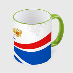 Кружка 3D Россия - спортивная униформа, цвет: 3D-светло-зеленый кант