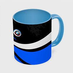 Кружка 3D BMW - синяя абстракция, цвет: 3D-белый + небесно-голубой