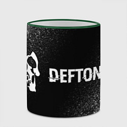 Кружка 3D Deftones glitch на темном фоне по-горизонтали, цвет: 3D-зеленый кант — фото 2