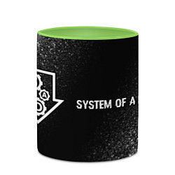 Кружка 3D System of a Down glitch на темном фоне по-горизонт, цвет: 3D-белый + светло-зеленый — фото 2