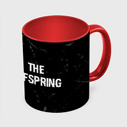 Кружка 3D The Offspring glitch на темном фоне по-горизонтали, цвет: 3D-белый + красный
