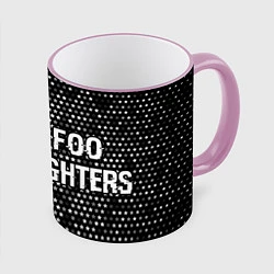 Кружка 3D Foo Fighters glitch на темном фоне по-горизонтали, цвет: 3D-розовый кант