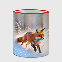 Кружка 3D Лиса на зимней охоте, цвет: 3D-красный кант — фото 2