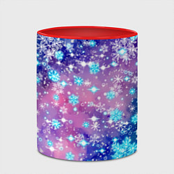 Кружка 3D Снежинки - морозный паттерн, цвет: 3D-белый + красный — фото 2