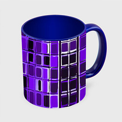 Кружка 3D Фиолетовые прямоугольники, цвет: 3D-белый + синий