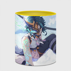 Кружка 3D Genshin Impact Сяо Xiao Mask, цвет: 3D-белый + желтый — фото 2