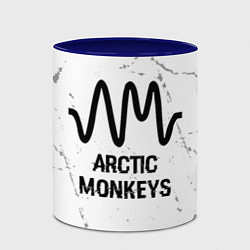Кружка 3D Arctic Monkeys glitch на светлом фоне, цвет: 3D-белый + синий — фото 2
