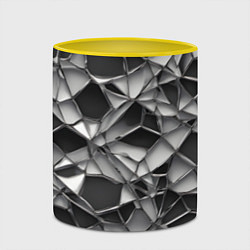 Кружка 3D Чёрно-белая сетка, цвет: 3D-белый + желтый — фото 2