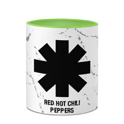 Кружка 3D Red Hot Chili Peppers glitch на светлом фоне, цвет: 3D-белый + светло-зеленый — фото 2
