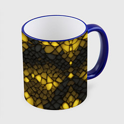 Кружка 3D Жёлтый трескающийся камень, цвет: 3D-синий кант