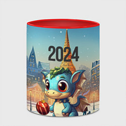 Кружка 3D Крошечный символ зимы 2024, цвет: 3D-белый + красный — фото 2