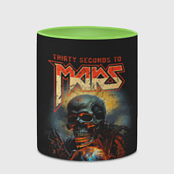 Кружка 3D Thirty seconds to mars skull, цвет: 3D-белый + светло-зеленый — фото 2