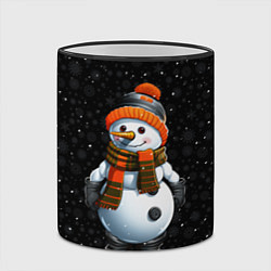 Кружка 3D Снеговик и снежинки, цвет: 3D-черный кант — фото 2