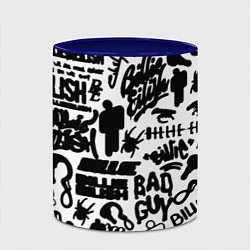 Кружка 3D Билли Айлиш автографы черно белый, цвет: 3D-белый + синий — фото 2