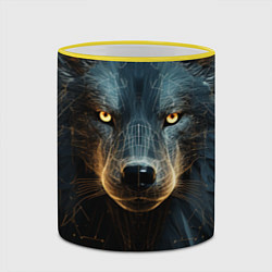 Кружка 3D Волк арт-портрет, цвет: 3D-желтый кант — фото 2