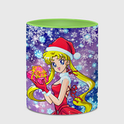 Кружка 3D Новогодняя Сейлор Мун, цвет: 3D-белый + светло-зеленый — фото 2