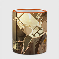 Кружка 3D Genshin Impact Zhongli Чжун Ли, цвет: 3D-оранжевый кант — фото 2