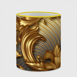 Кружка 3D Золотая текстура и абстракции, цвет: 3D-желтый кант — фото 2