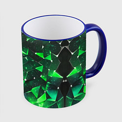 Кружка 3D Зелёное разбитое стекло, цвет: 3D-синий кант