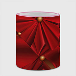 Кружка 3D Красный материал со складками, цвет: 3D-розовый кант — фото 2